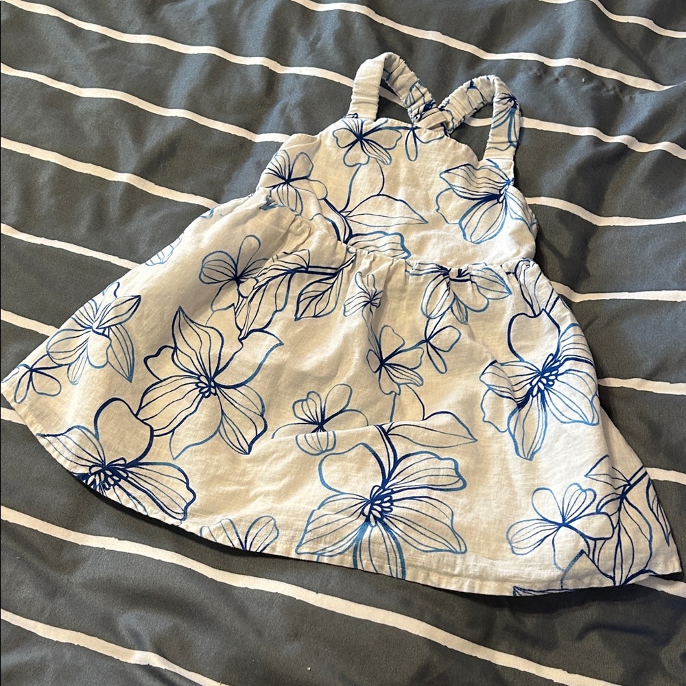 GAP Kids Floral Casual Dress - White and Blue